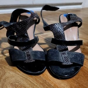 Snake Skin Black Sandals